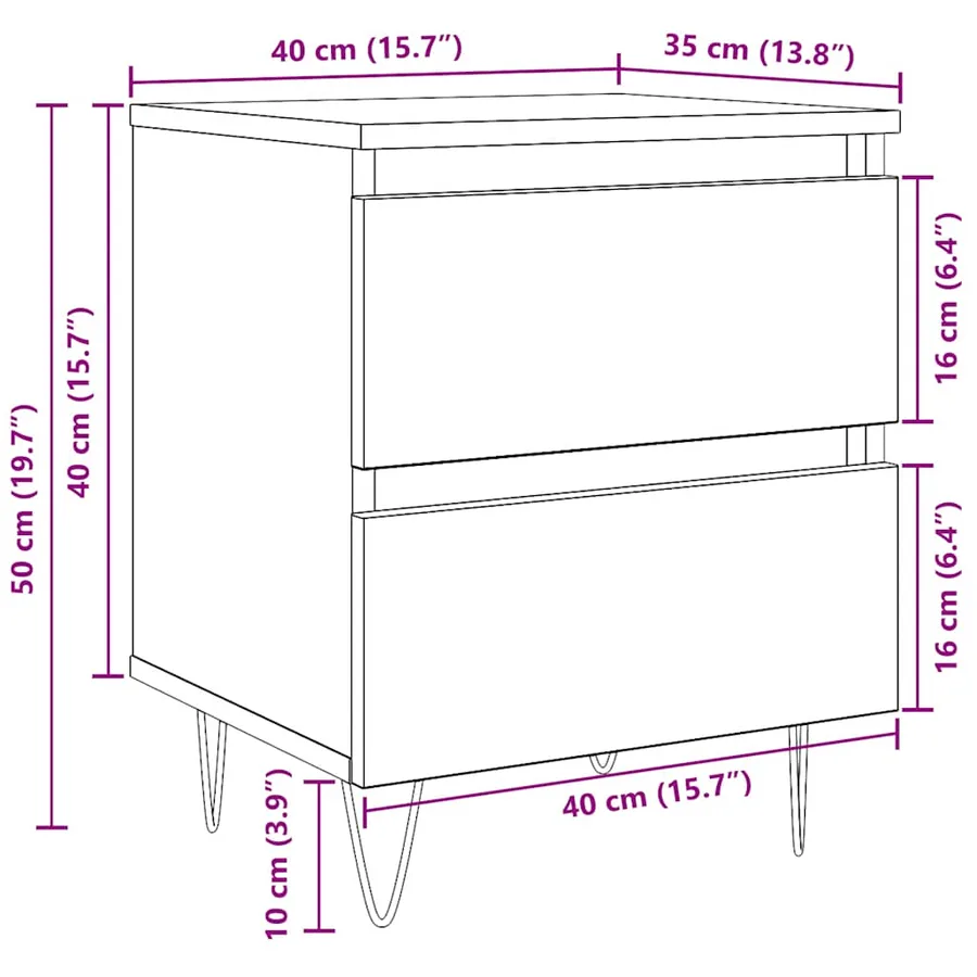 Table de chevet chêne sonoma 40x35x50 cm bois d’ingénierie - 11