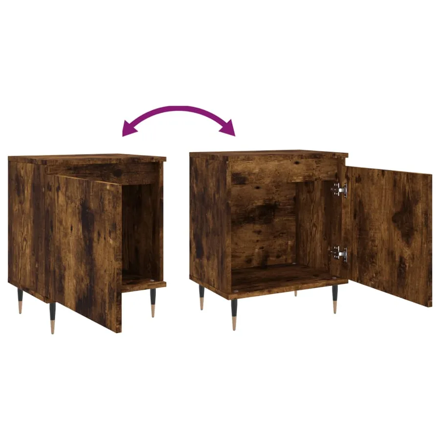 Tables de chevet 2 pcs chêne fumé 40x30x50 cm bois d'ingénierie - 9