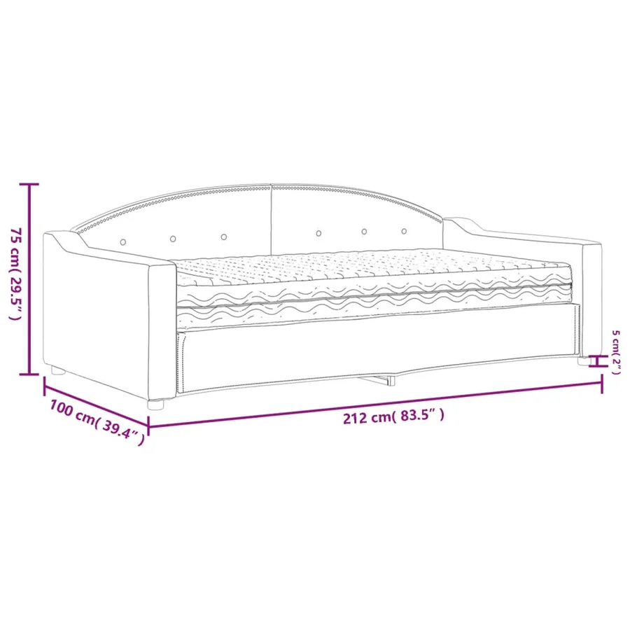 Lit de jour avec matelas noir 90x190 cm tissu - 12