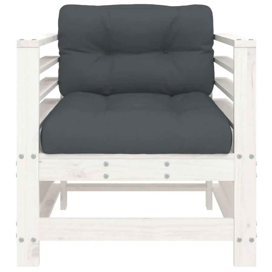 Chaises de jardin et coussins lot de 2 blanc bois de pin massif - 4