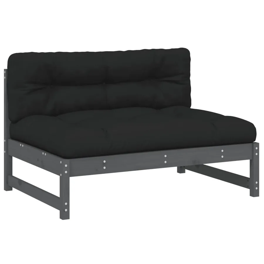 Canapé central 120x80 cm gris bois de pin massif - 2