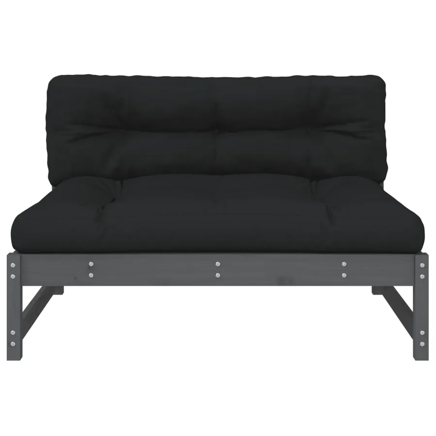Canapé central 120x80 cm gris bois de pin massif - 4