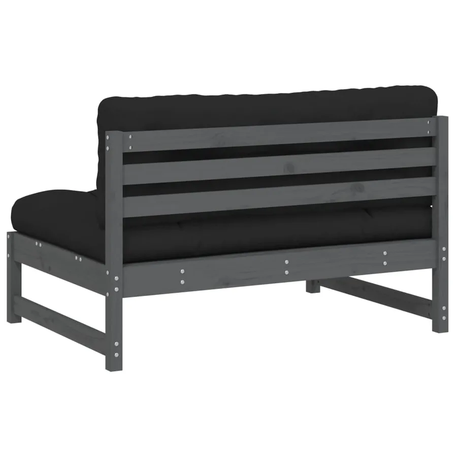 Canapé central 120x80 cm gris bois de pin massif - 6