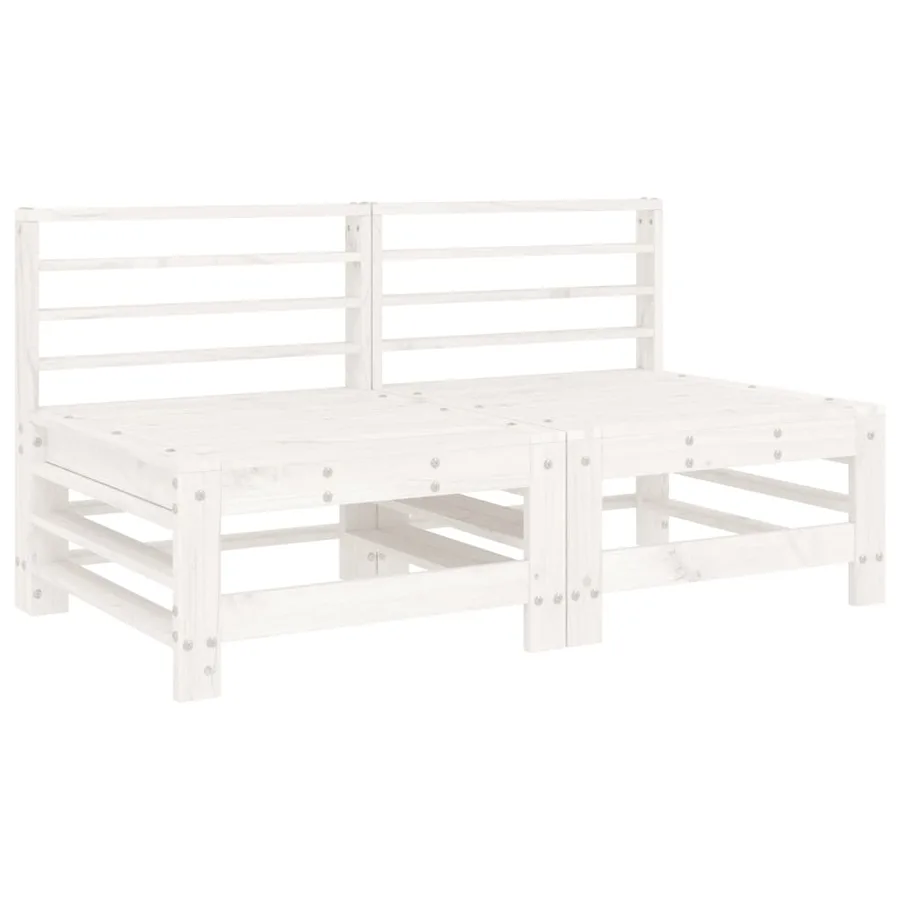 Canapés centraux avec coussins 2 pcs blanc bois de pin massif - 3