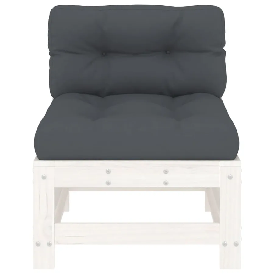 Canapés centraux avec coussins 2 pcs blanc bois de pin massif - 5