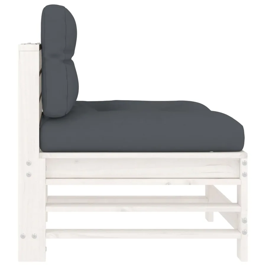 Canapés centraux avec coussins 2 pcs blanc bois de pin massif - 7