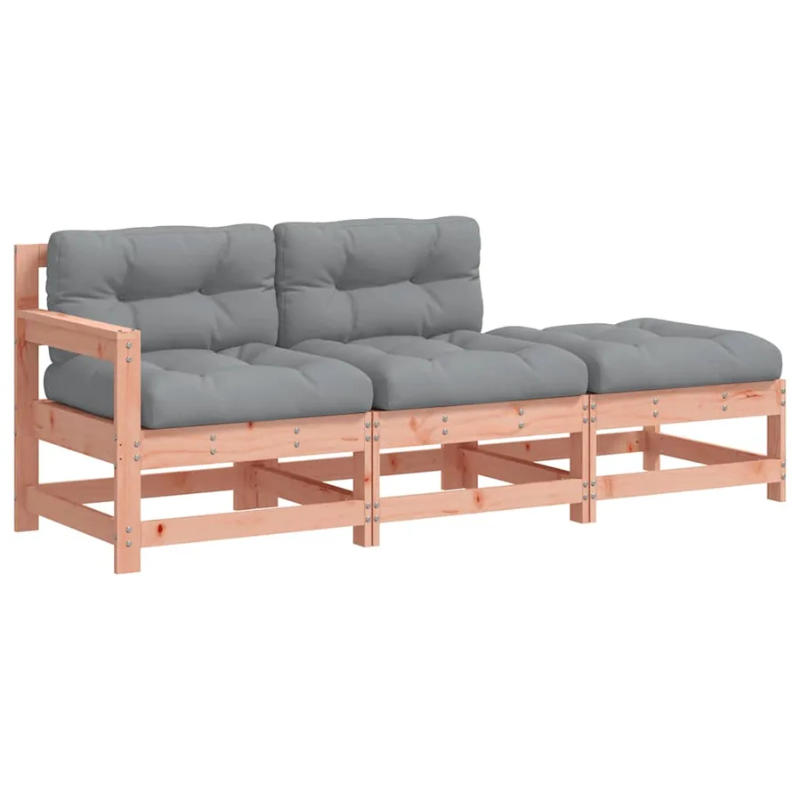 Salon de jardin 3 pcs avec coussins bois massif douglas - 2