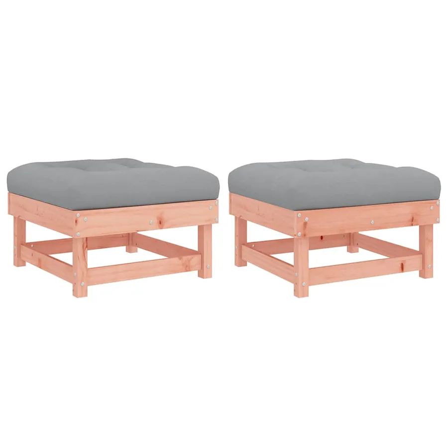 Repose-pieds de jardin et coussins lot de 2 bois massif douglas - 2