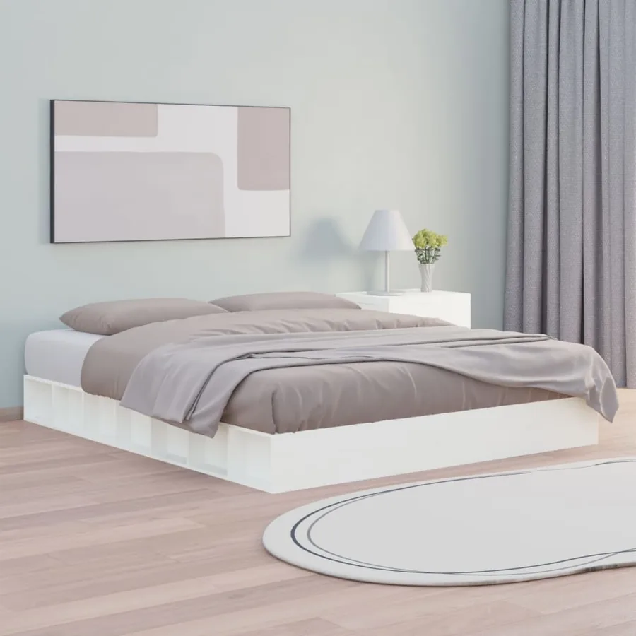 Cadre de lit sans matelas blanc 140x200 cm bois massif
