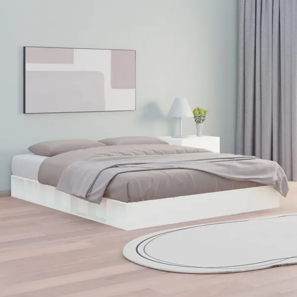 Cadre de lit sans matelas blanc 140x200 cm bois massif