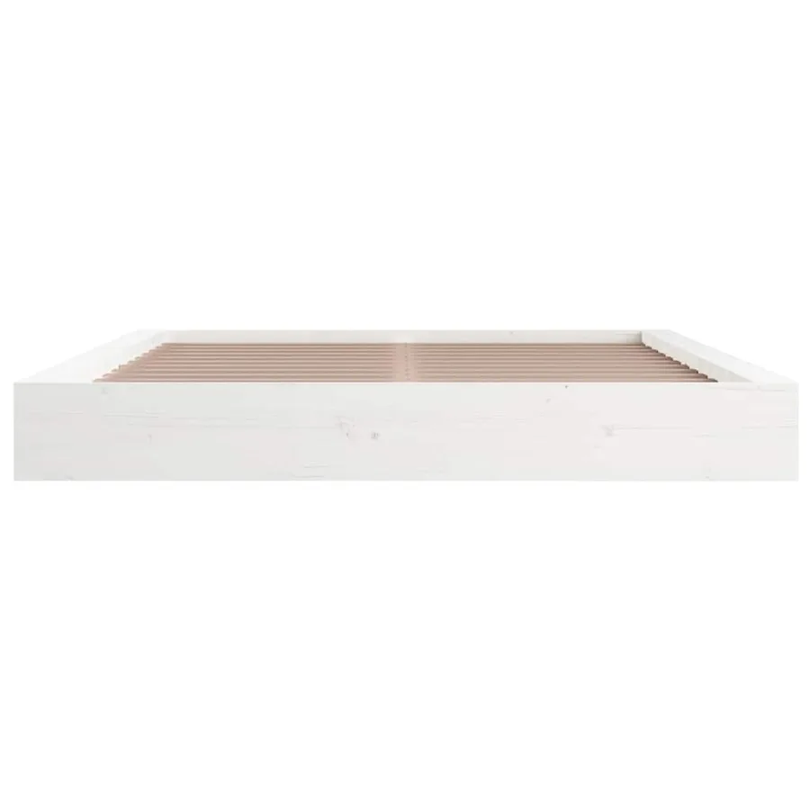 Cadre de lit sans matelas blanc 140x200 cm bois massif - 4