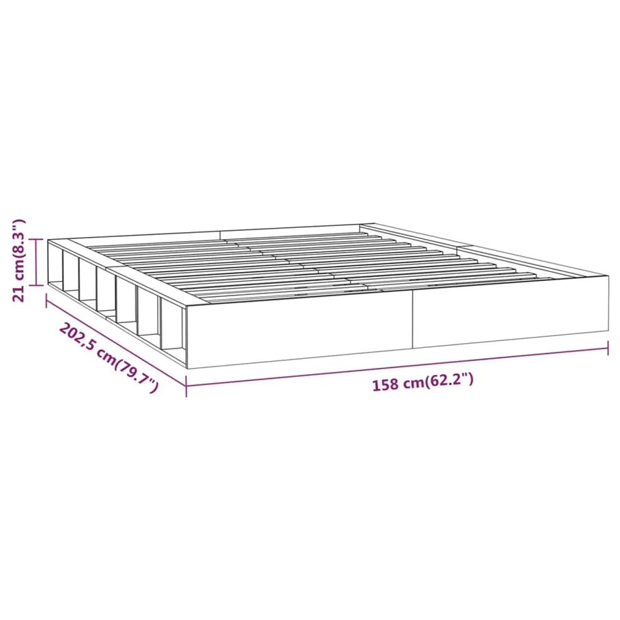 Cadre de lit sans matelas blanc 140x200 cm bois massif - 8