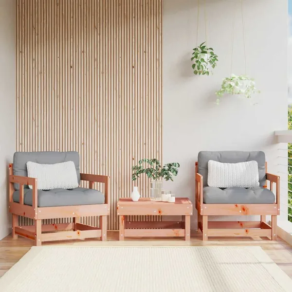 Chaises de jardin avec coussins lot de 2 bois massif douglas