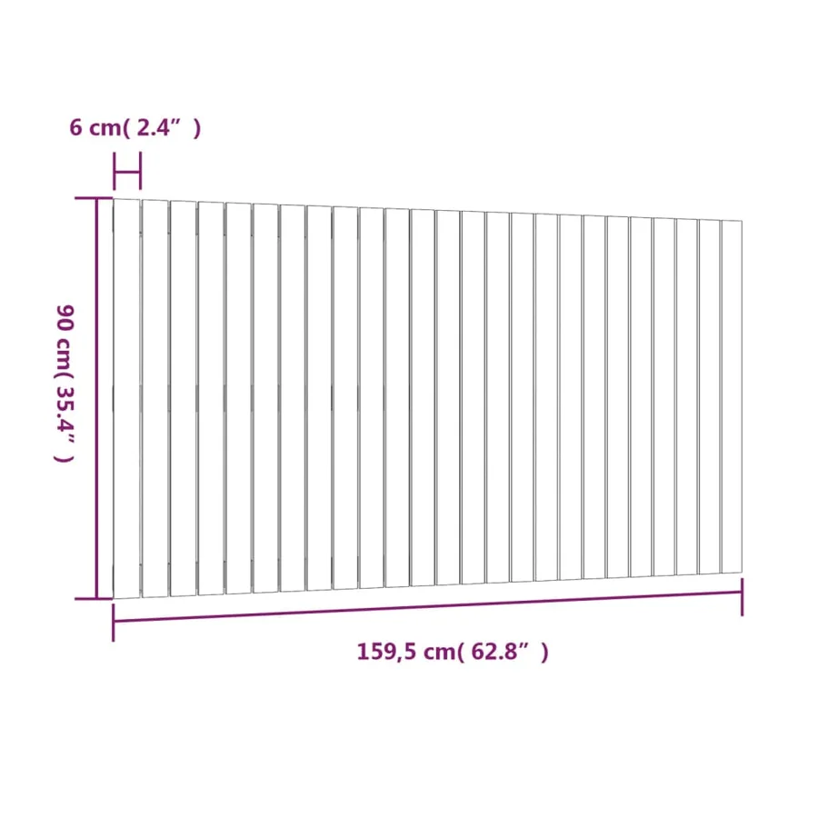 Tête de lit murale 159,5x3x90 cm Bois massif de pin - 8
