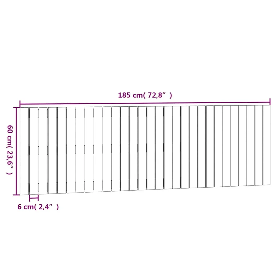 Tête de lit murale Blanc 185x3x60 cm Bois massif de pin - 8