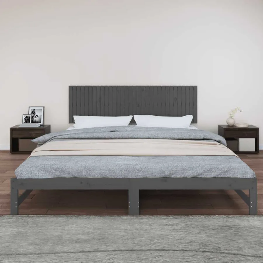 Tête de lit murale Gris 204x3x60 cm Bois massif de pin - 3