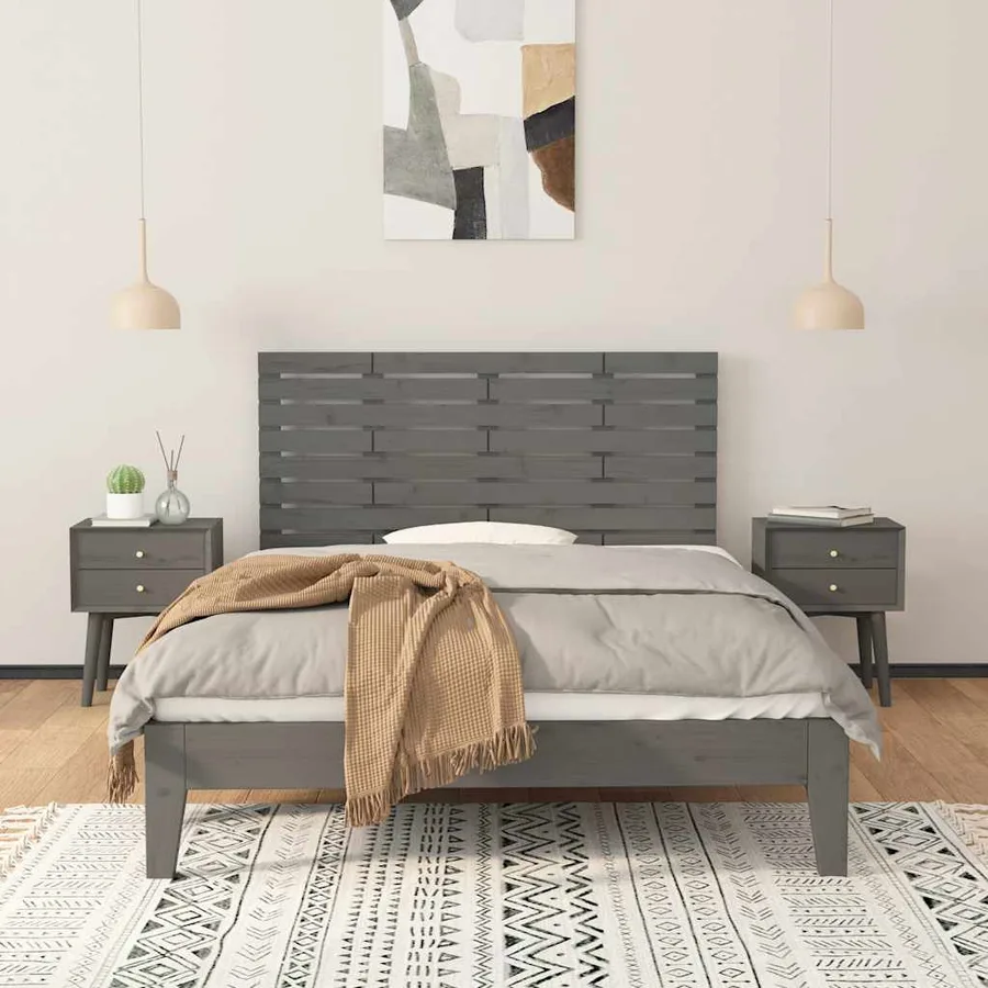 Tête de lit murale Gris 141x3x63 cm Bois massif de pin - 3