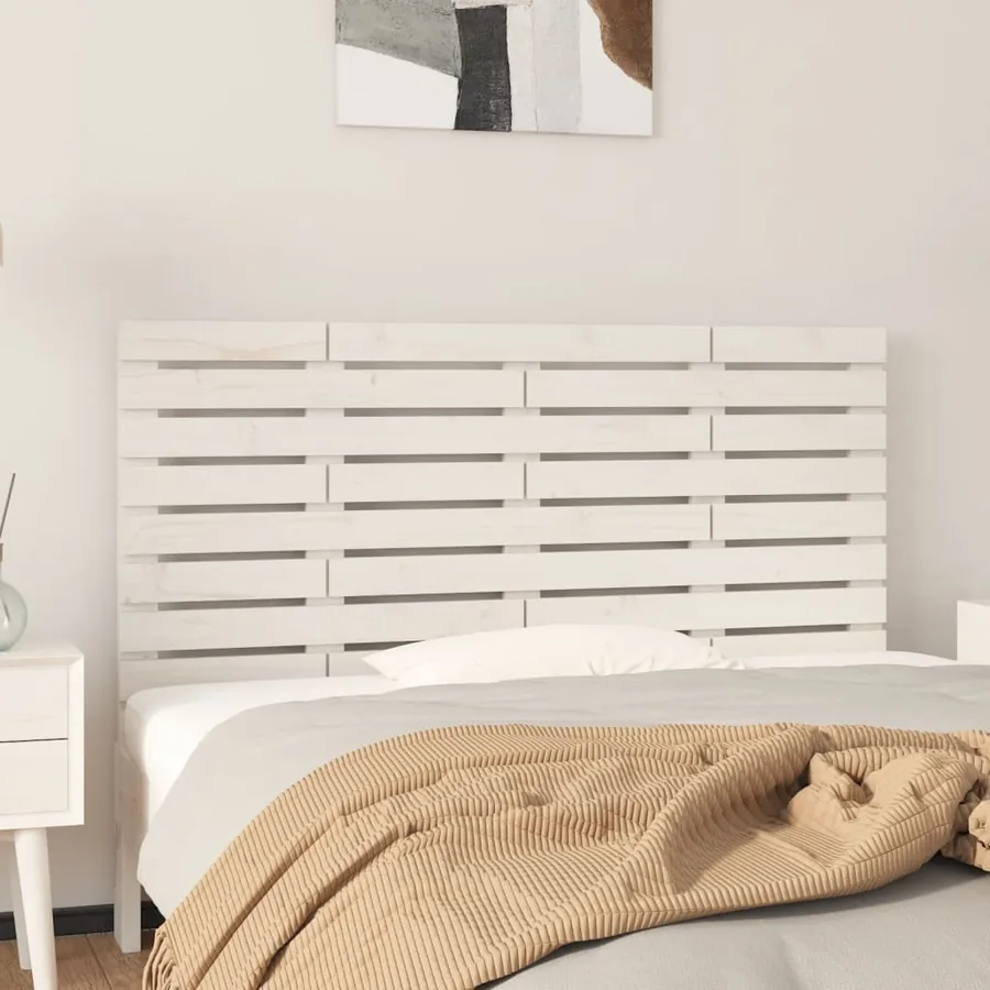 Tête de lit murale Blanc 146x3x63 cm Bois massif de pin