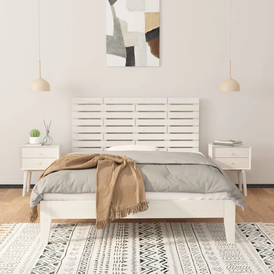Tête de lit murale Blanc 126x3x63 cm Bois massif de pin - 3