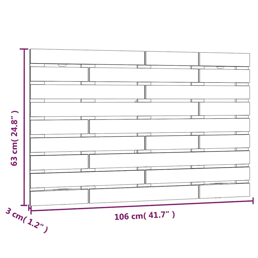 Tête de lit murale Noir 106x3x63 cm Bois massif de pin - 8