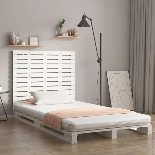 Tête de lit murale Blanc 146x3x91,5 cm Bois massif de pin