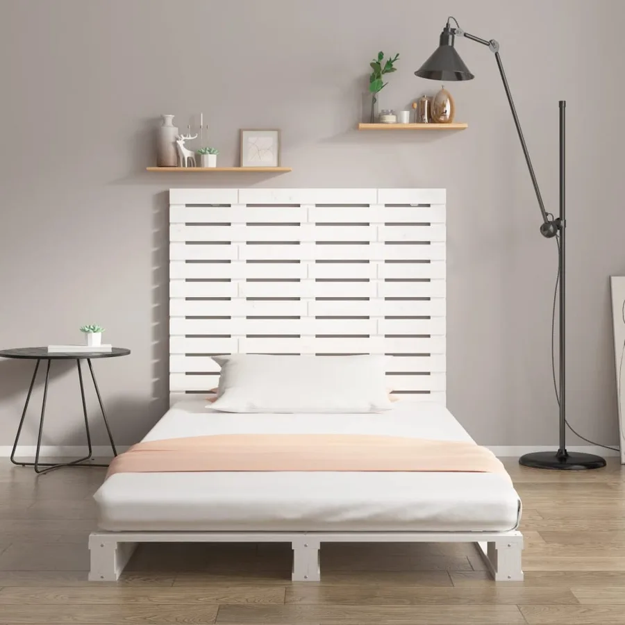 Tête de lit murale Blanc 146x3x91,5 cm Bois massif de pin - 3
