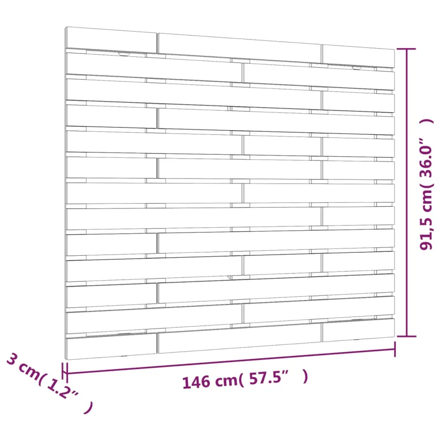 Tête de lit murale Blanc 146x3x91,5 cm Bois massif de pin - 8