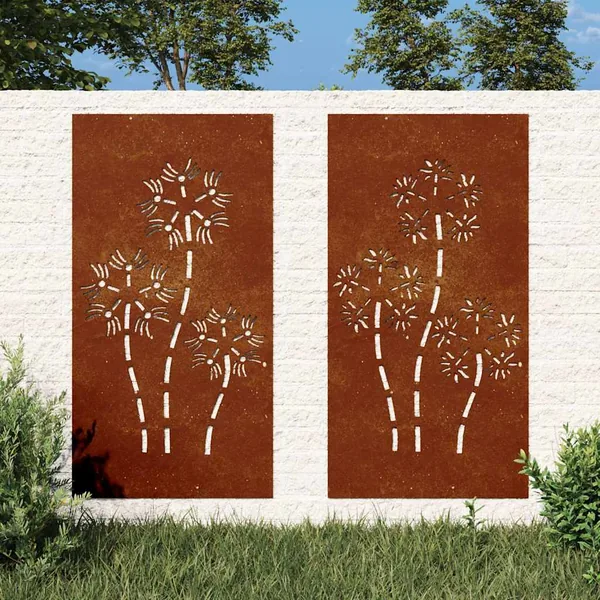 Décorations murales de jardin 2pcs 105x55 cm design de fleur
