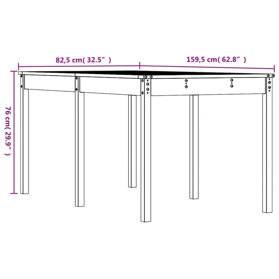 Table de jardin gris 159,5x82,5x76 cm bois massif de pin - 8