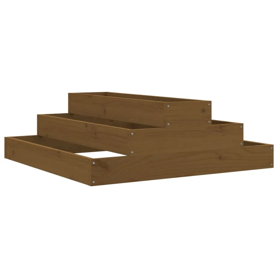 Jardinière Marron miel 80x80x27 cm Bois massif de pin - 2