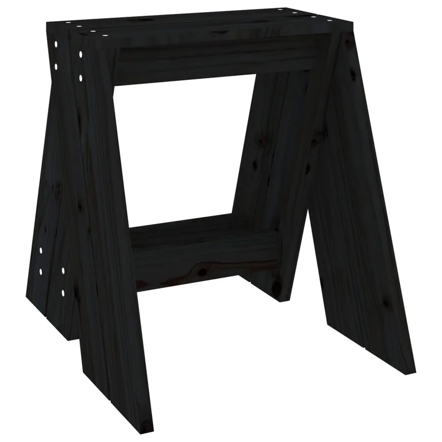 Tabourets lot de 2 noir 40x40x45 cm bois massif de pin - 5