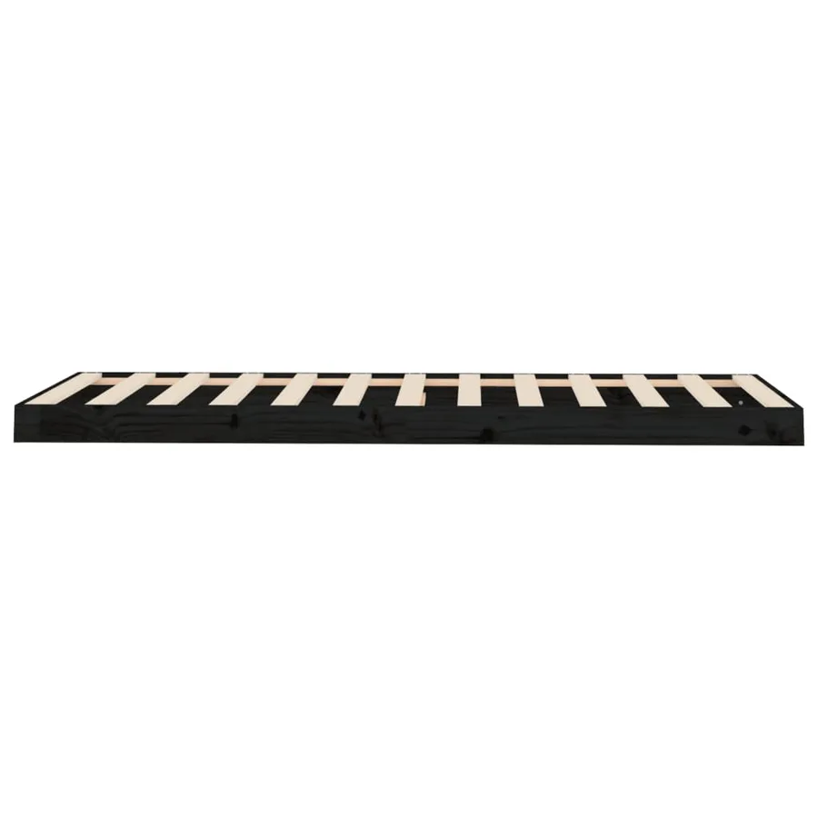 Cadre de lit sans matelas noir 75x190 cm bois de pin massif - 6