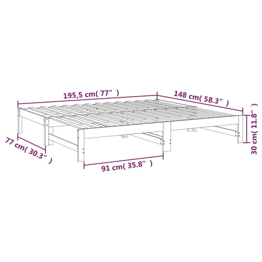 Lit coulissant sans matelas blanc 2x(75x190) cm - 12