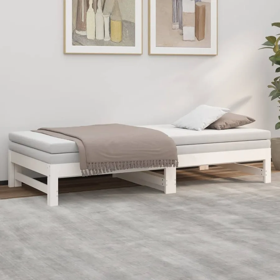 Lit coulissant sans matelas blanc 2x(75x190) cm - 4