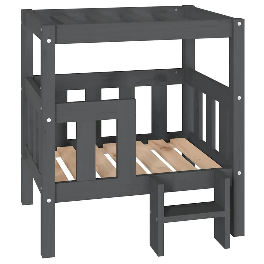 Lit pour chien Gris 65,5x50,5x70 cm Bois de pin solide - 2