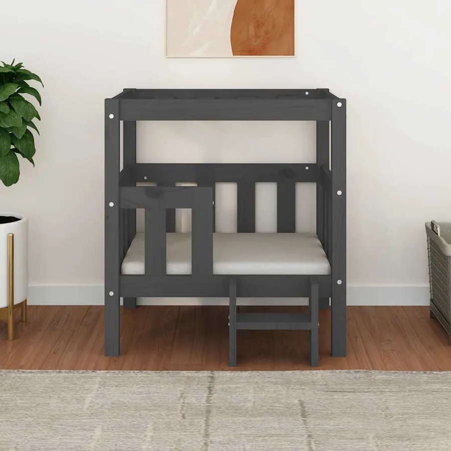 Lit pour chien Gris 65,5x50,5x70 cm Bois de pin solide - 3