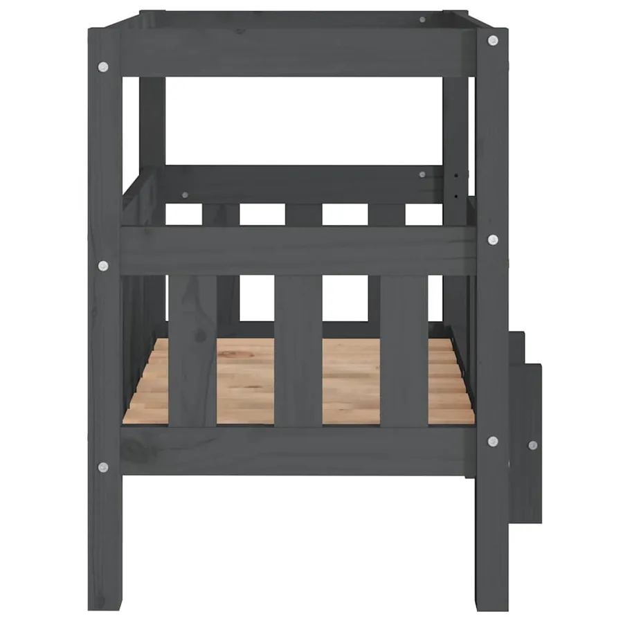Lit pour chien Gris 65,5x50,5x70 cm Bois de pin solide - 6