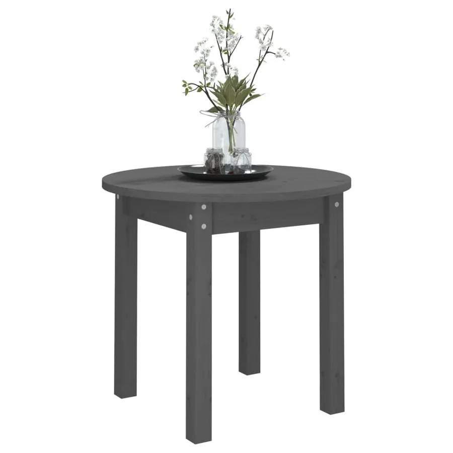 Table basse Gris Ø 45x40 cm Bois massif de pin - 4