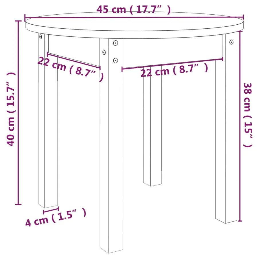 Table basse Gris Ø 45x40 cm Bois massif de pin - 8