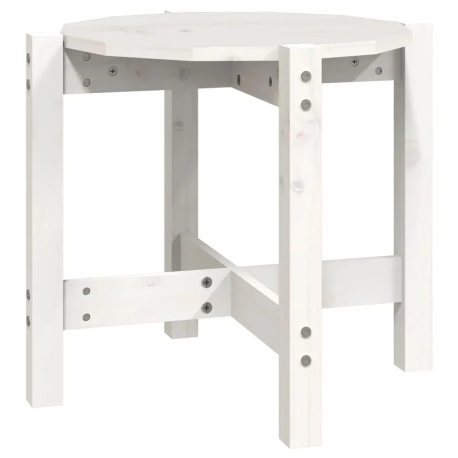 Table basse Blanc Ø 52,5x45 cm Bois massif de pin - 2