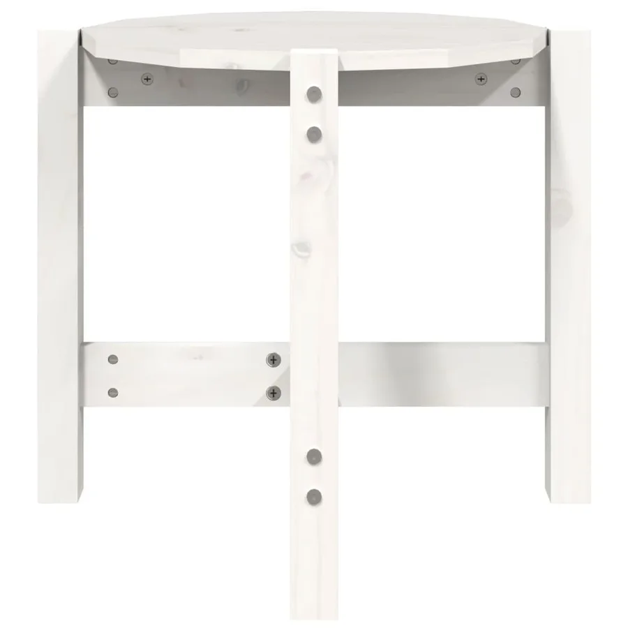 Table basse Blanc Ø 52,5x45 cm Bois massif de pin - 5