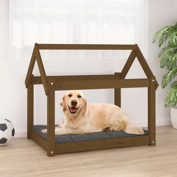Lit pour chien Marron miel 81x60x70 cm Bois de pin solide