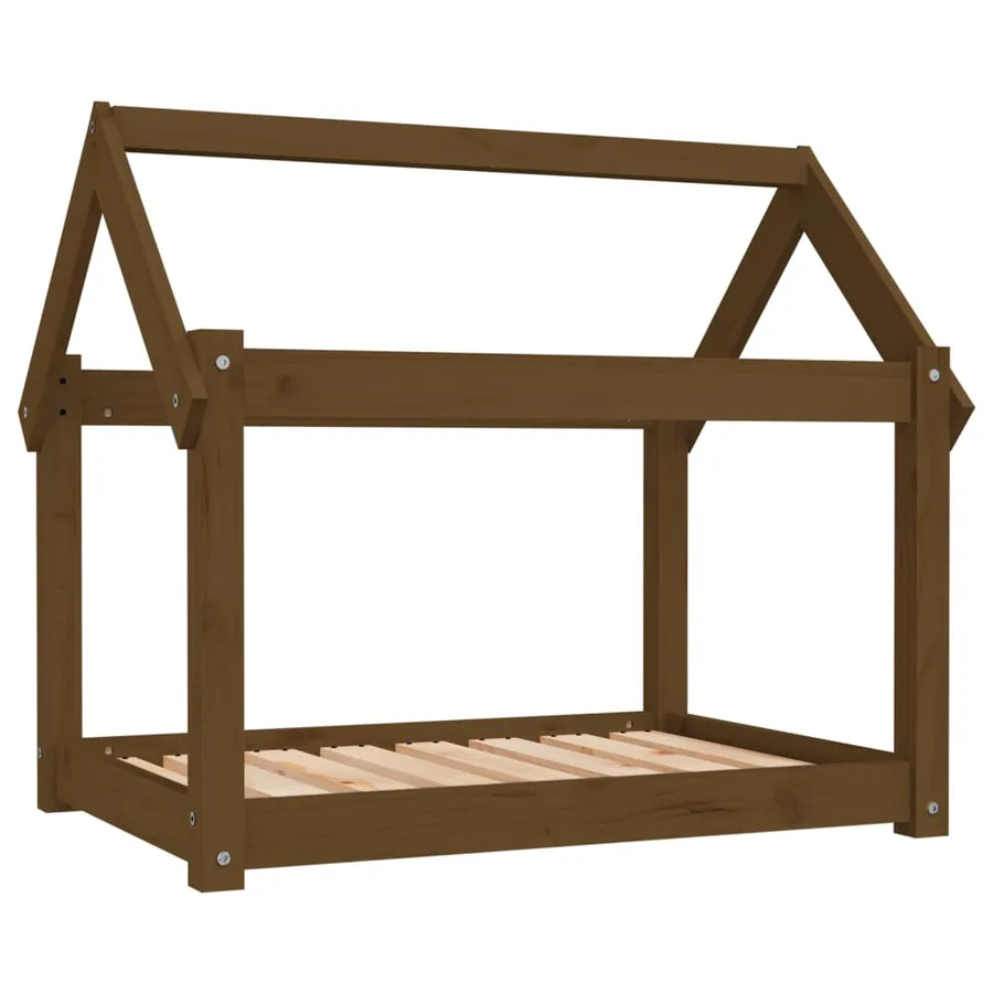 Lit pour chien Marron miel 81x60x70 cm Bois de pin solide - 2