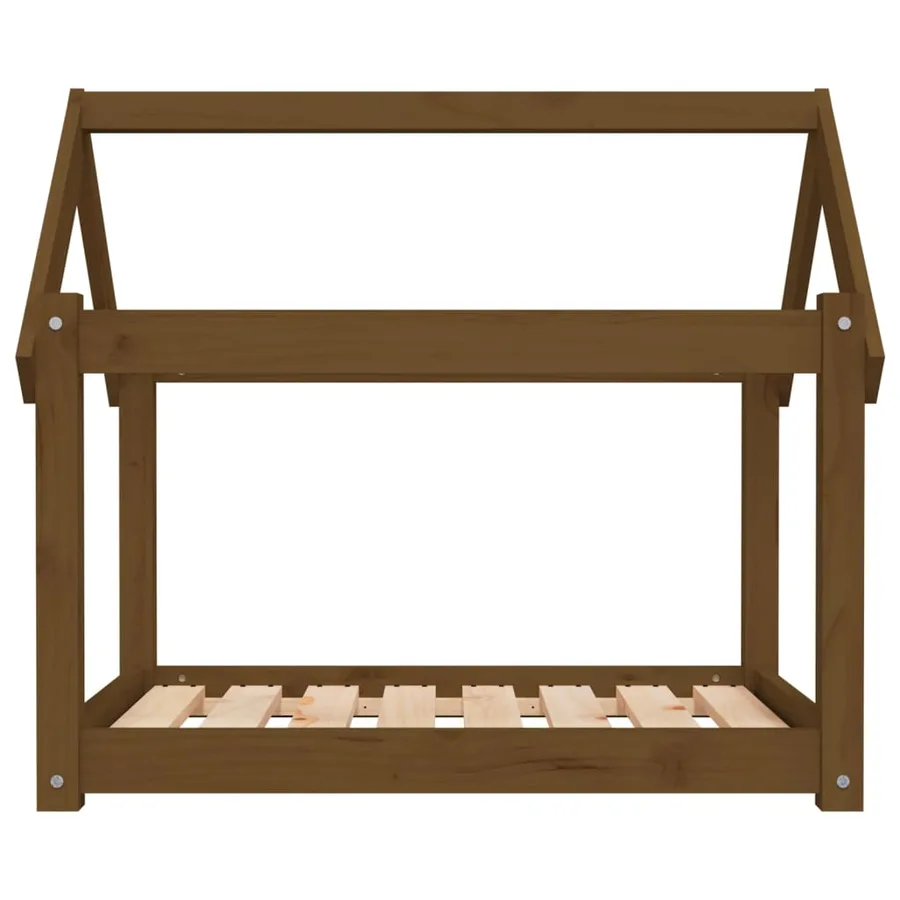 Lit pour chien Marron miel 81x60x70 cm Bois de pin solide - 5