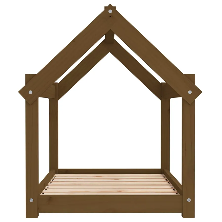 Lit pour chien Marron miel 81x60x70 cm Bois de pin solide - 6