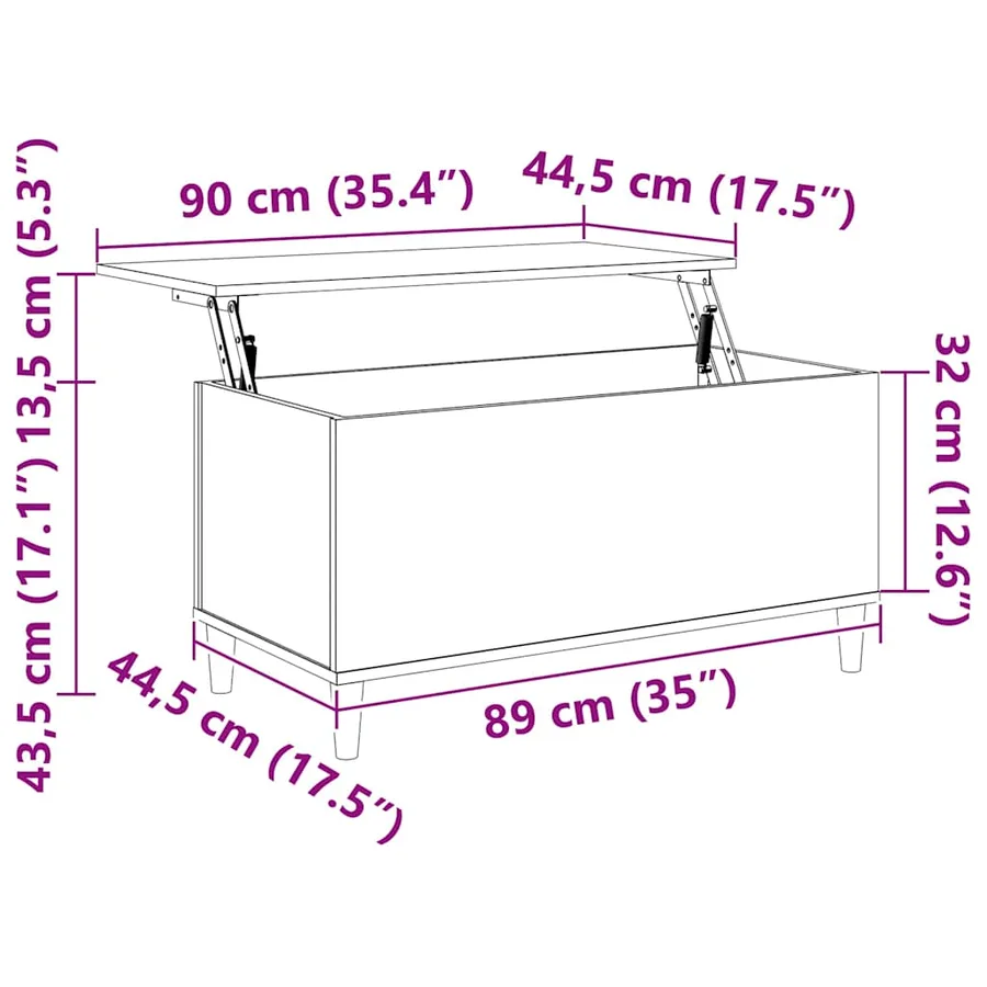 Table basse Sonoma gris 90x44,5x45 cm Bois d'ingénierie - 10