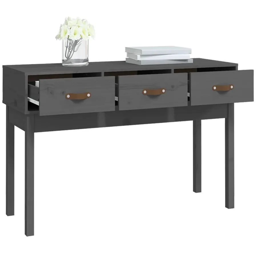 Table console Gris 114x40x75 cm Bois massif de pin - 7
