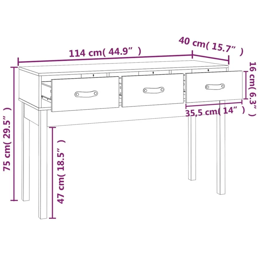 Table console Gris 114x40x75 cm Bois massif de pin - 9
