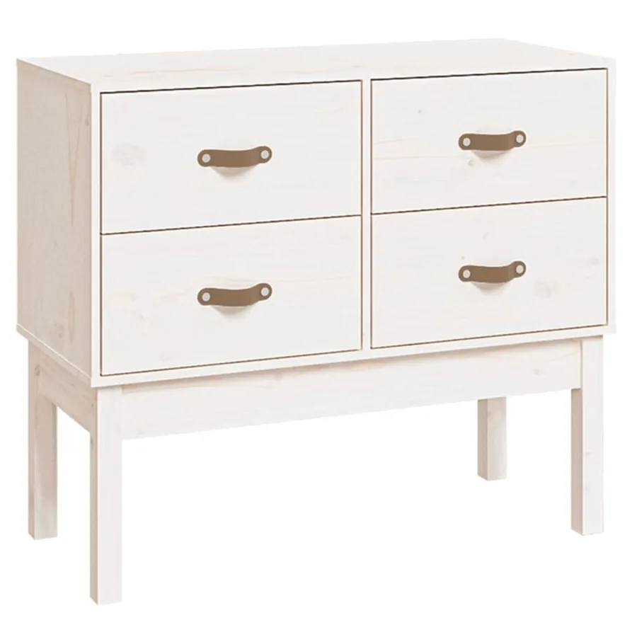 Armoire console Blanc 90x40x78 cm Bois de pin solide - 2
