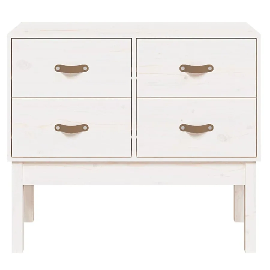 Armoire console Blanc 90x40x78 cm Bois de pin solide - 3